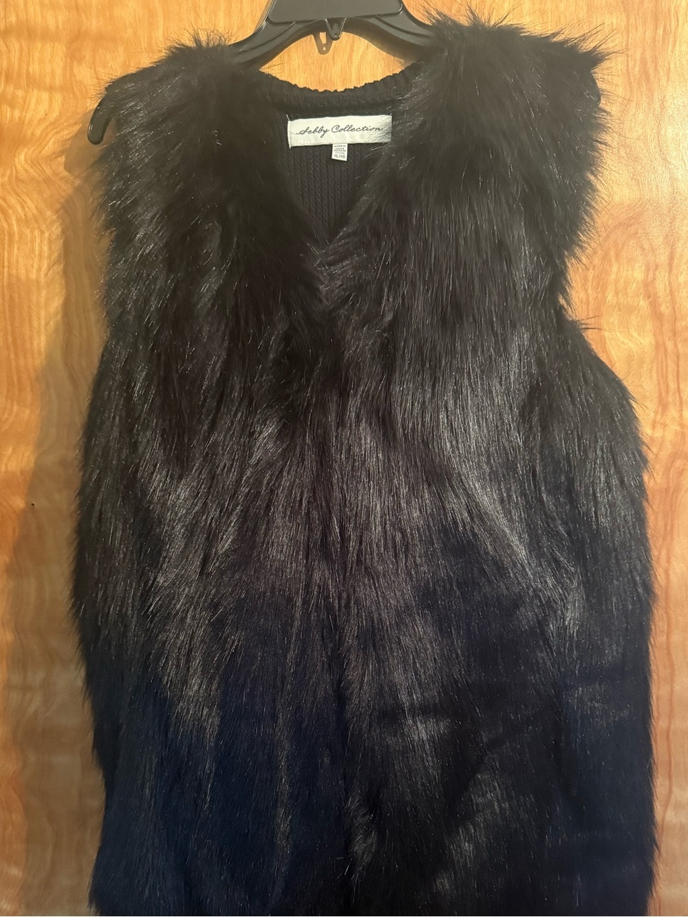 Sebby Collection Black Faux (long) Fur Vest - Luxurious Sheen hidden clasp